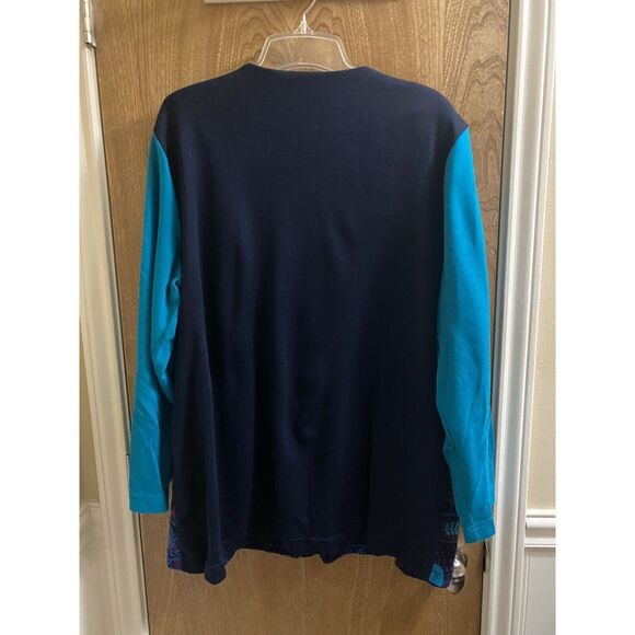 Vintage Women's Alfred Dunner Cardigan Sweater Turquoise Navy Purple 2X Button - Picture 9 of 12